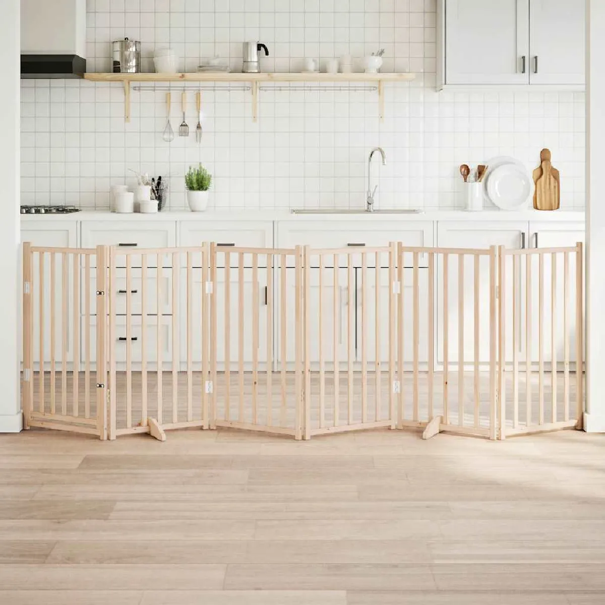 vidaXL Barrière pour chiens 6 panneaux Chêne - vue 7