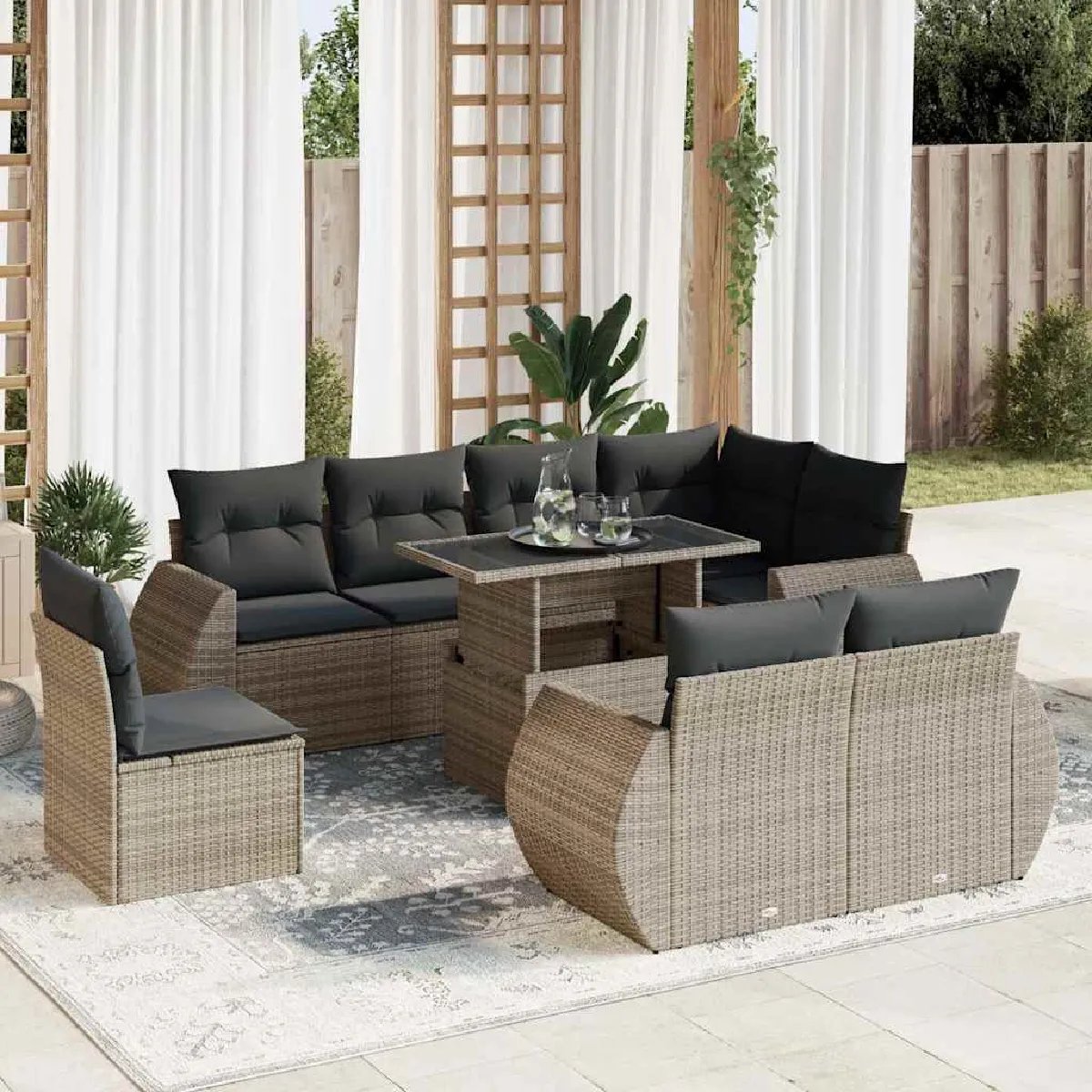 VIDAXL Salon de jardin 9pcs