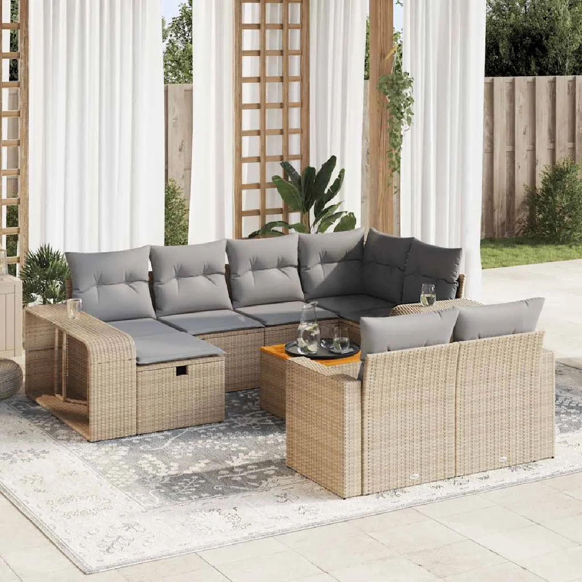 vidaXL Salon de jardin 11 pcs avec coussins - vue 9