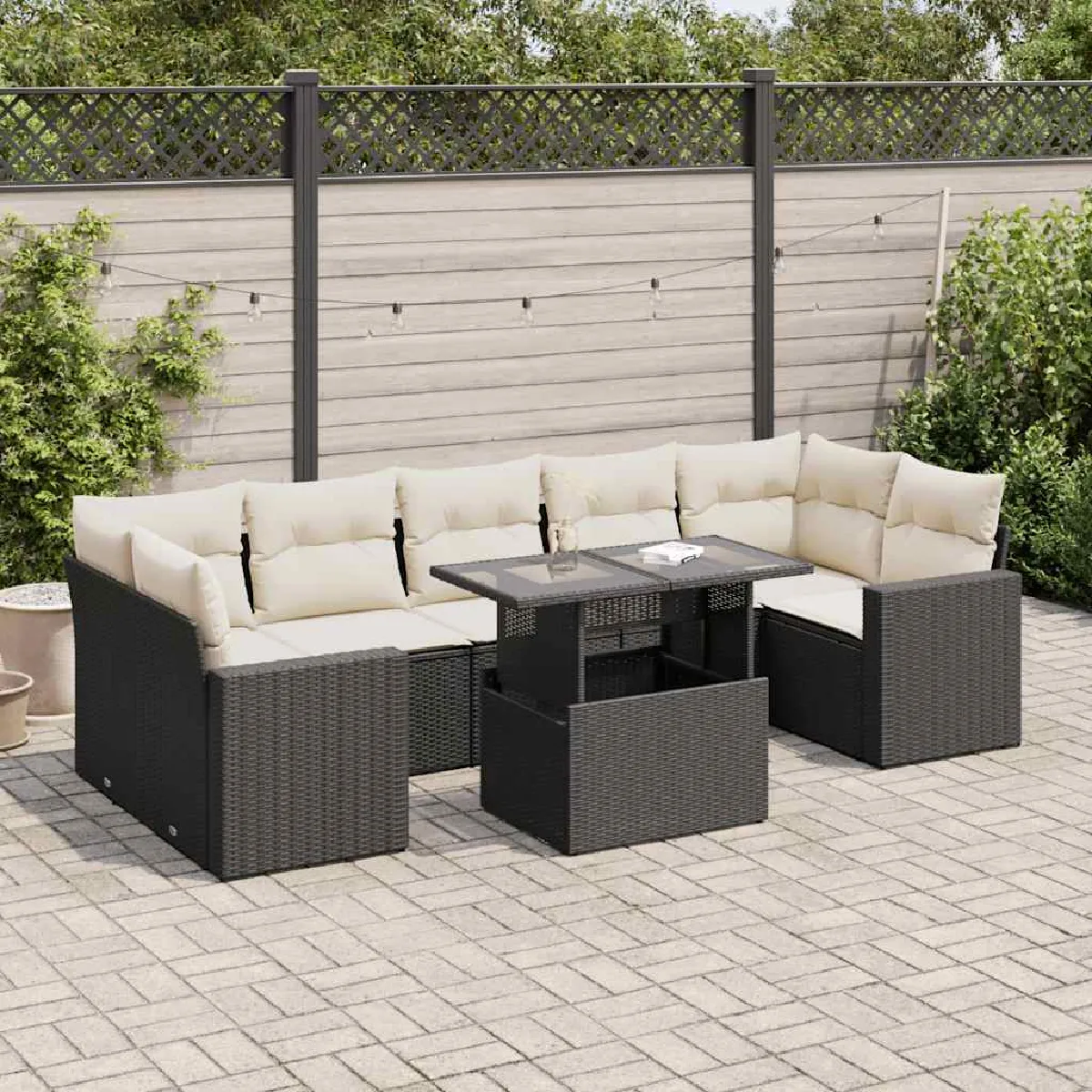 Non Communiqué Noir Ensembles Canapes. Fauteuils Et Tables De Jardin Vidaxl Resine Tressee 8 Pieces X 65.5 X 69 8 Personnes - Image 3
