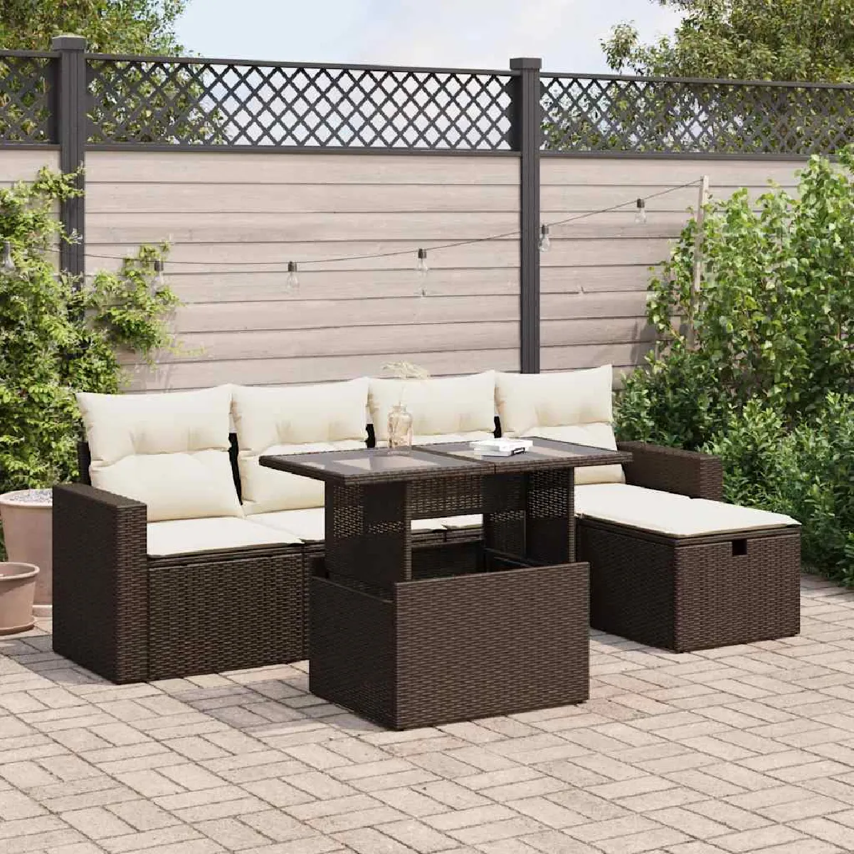 Salon de jardin VIDAXL résine tressée 6 pièces