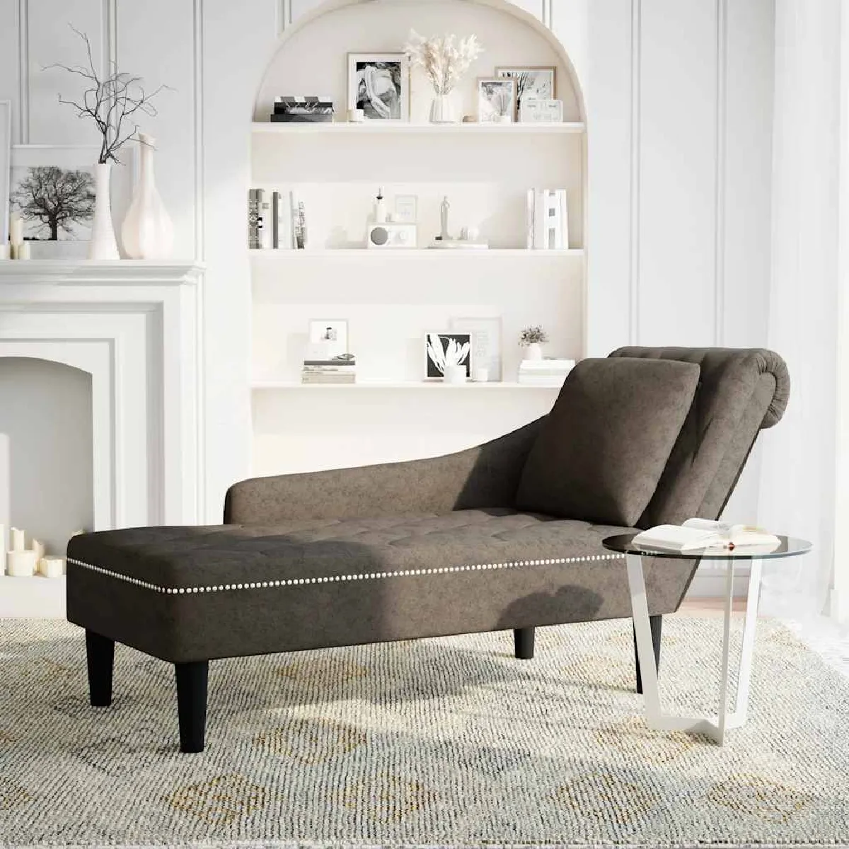 vidaXL - Chaise Longue - Similicuir - Gris - Image 2