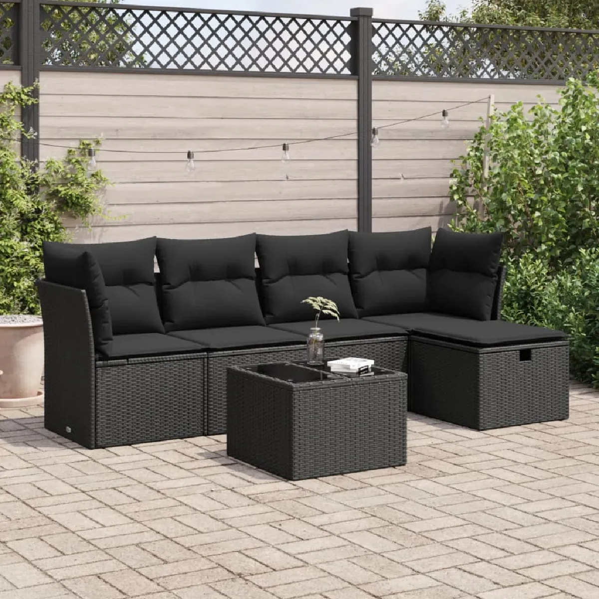 VIDAXL - Salon de jardin modulable - 5 places - 6 pièces - Noir - Image 3