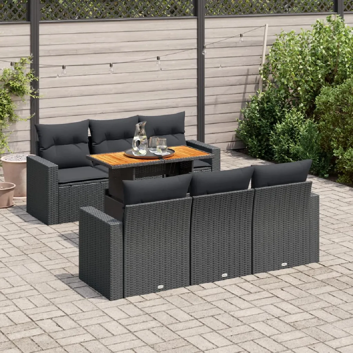 VIDAXL Salon jardin modulaire 7 pcs résine tressée - vue 2