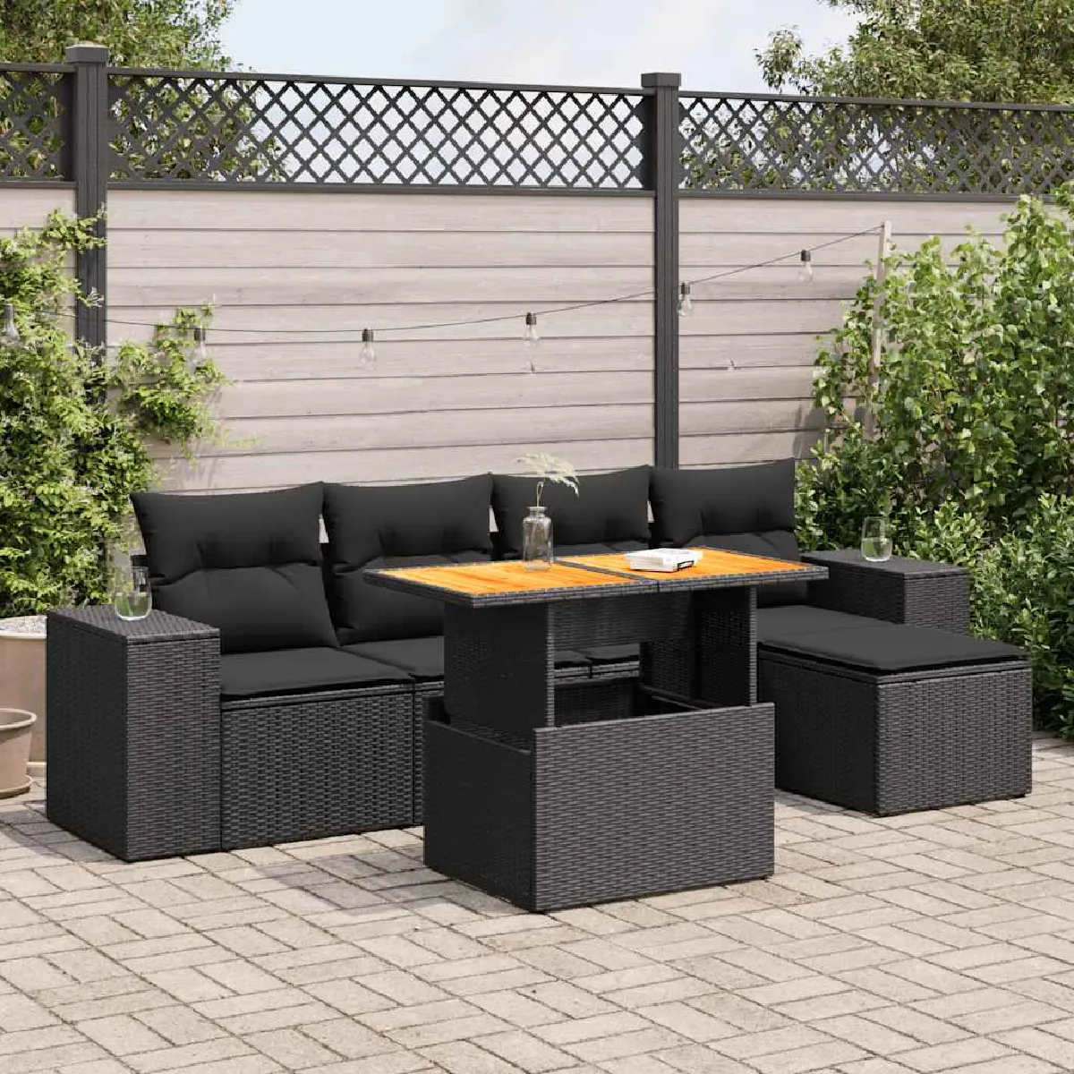 VIDAXL - Salon de jardin modulable - Résine tressée - 4 personnes - Noir - Image 3