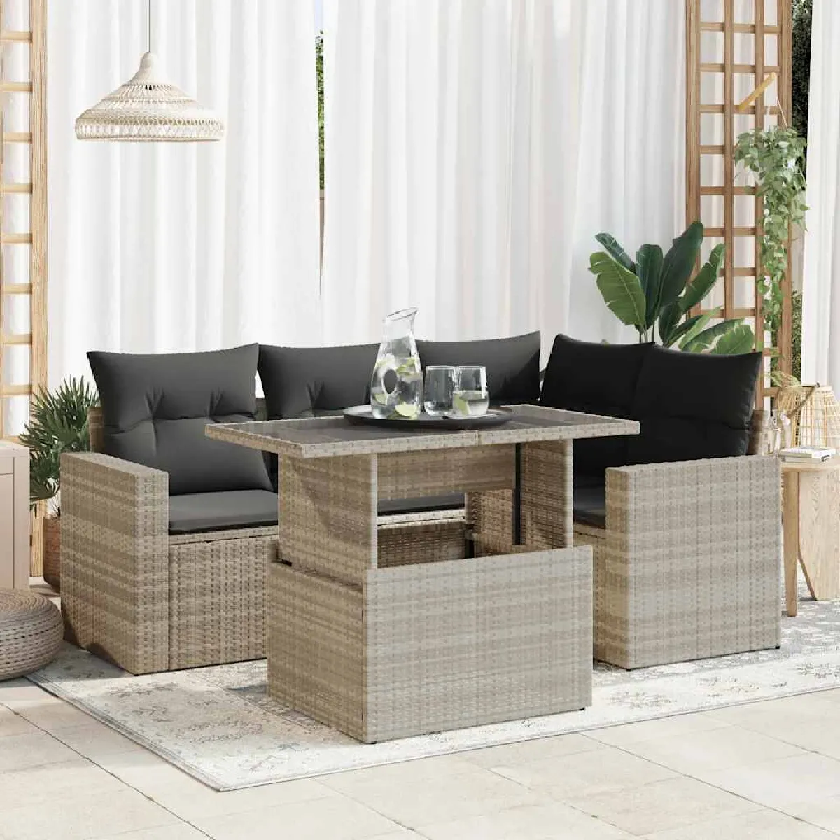 vidaXL Salon de jardin 5 pcs avec rangement
