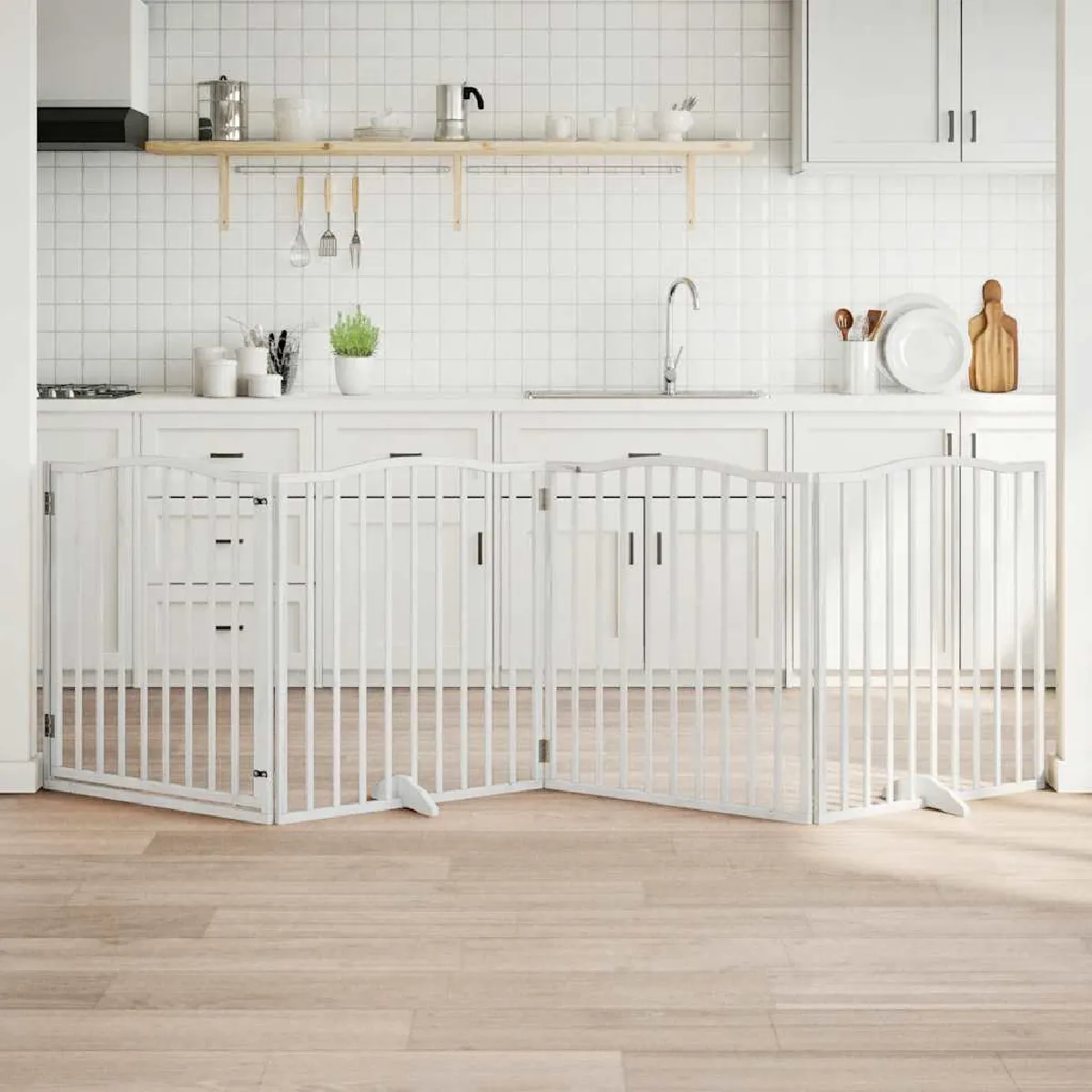 vidaXL Barrière chien avec porte 4 panneaux