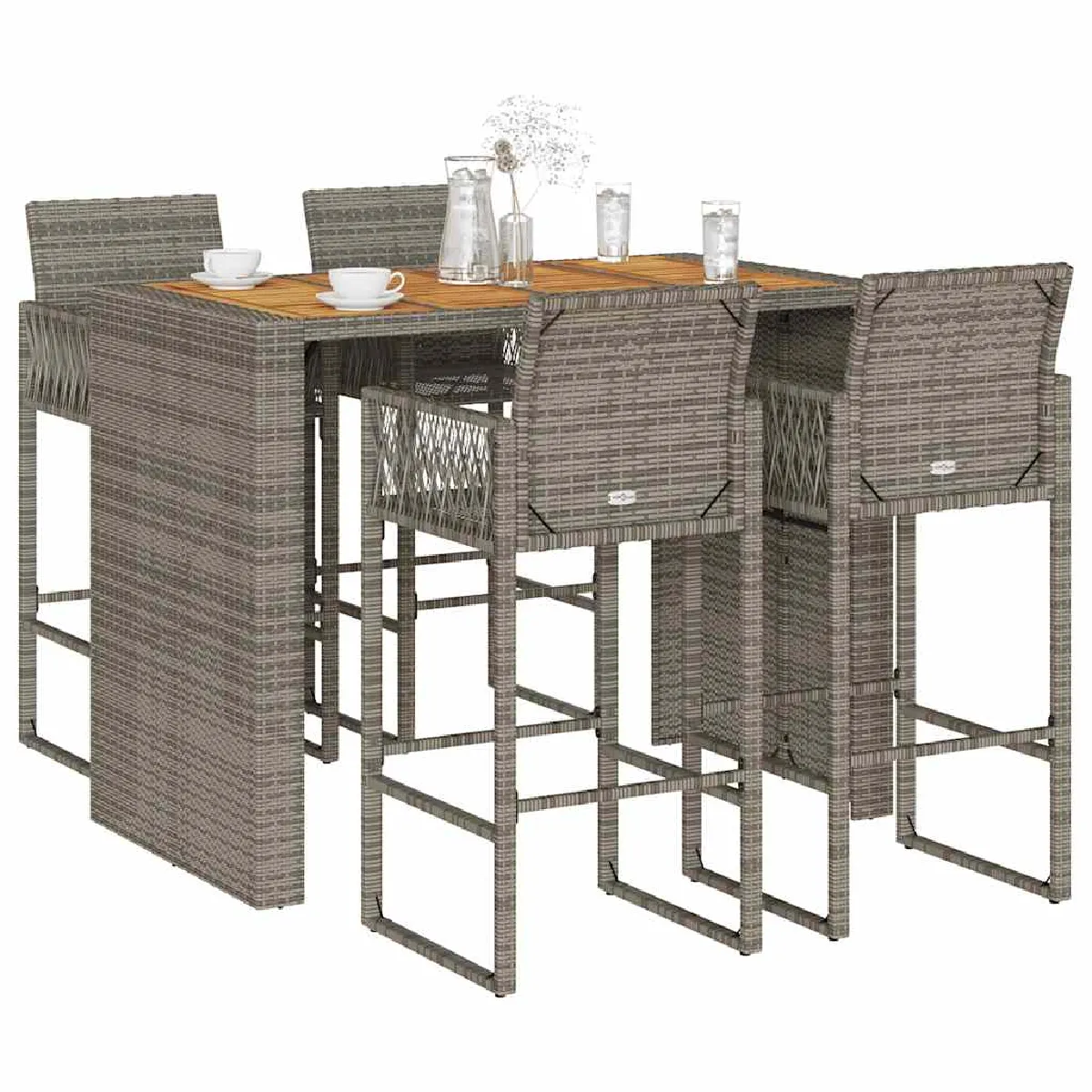 VIDAXL Ensemble de bar de jardin 5 pcs Poly Rotin