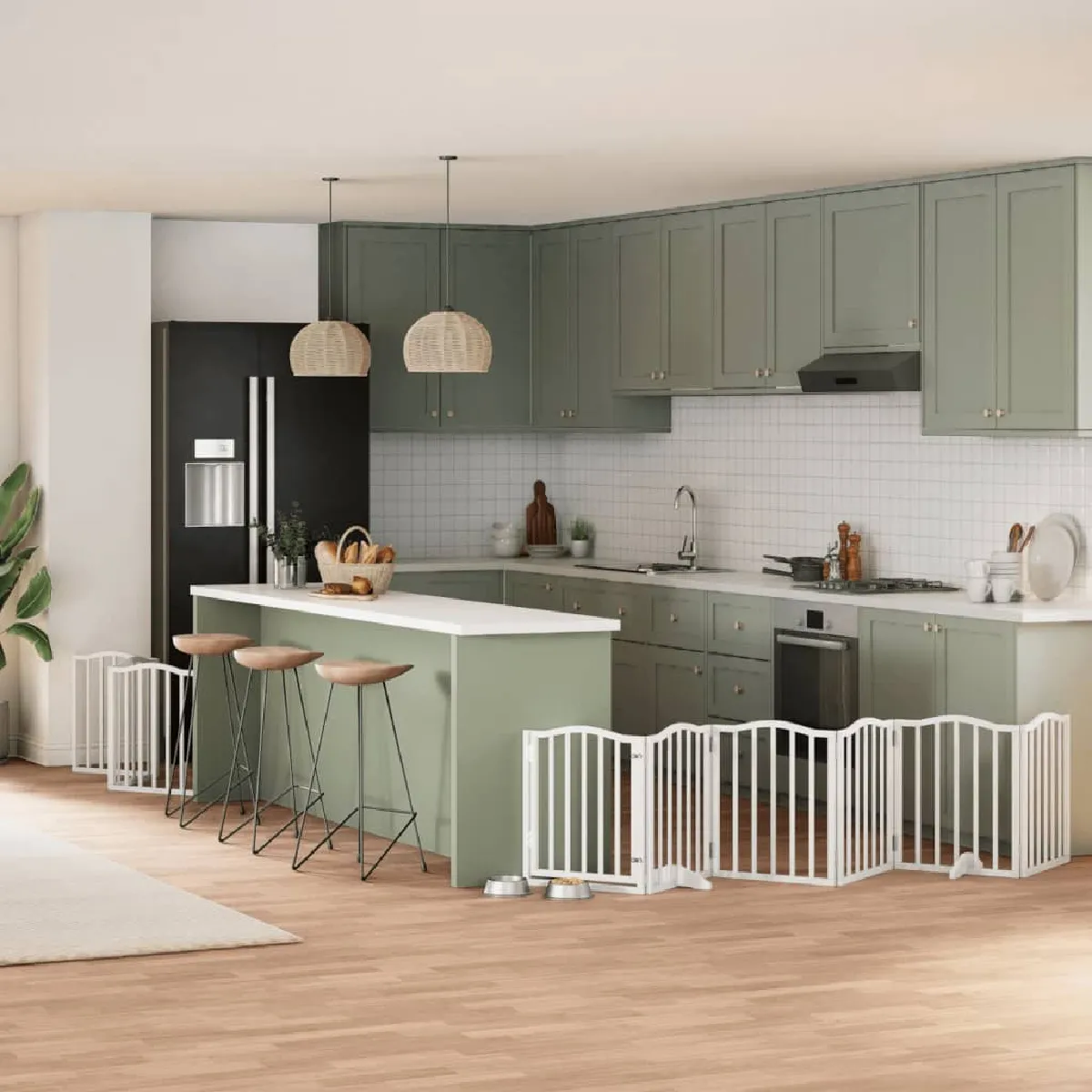 Comparer les prix de vidaXL Barrière pour chiens 9 panneaux Blanc bois peuplier