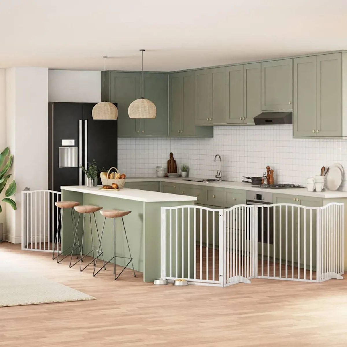 vidaXL Barrière pour chien 8 panneaux - Blanc