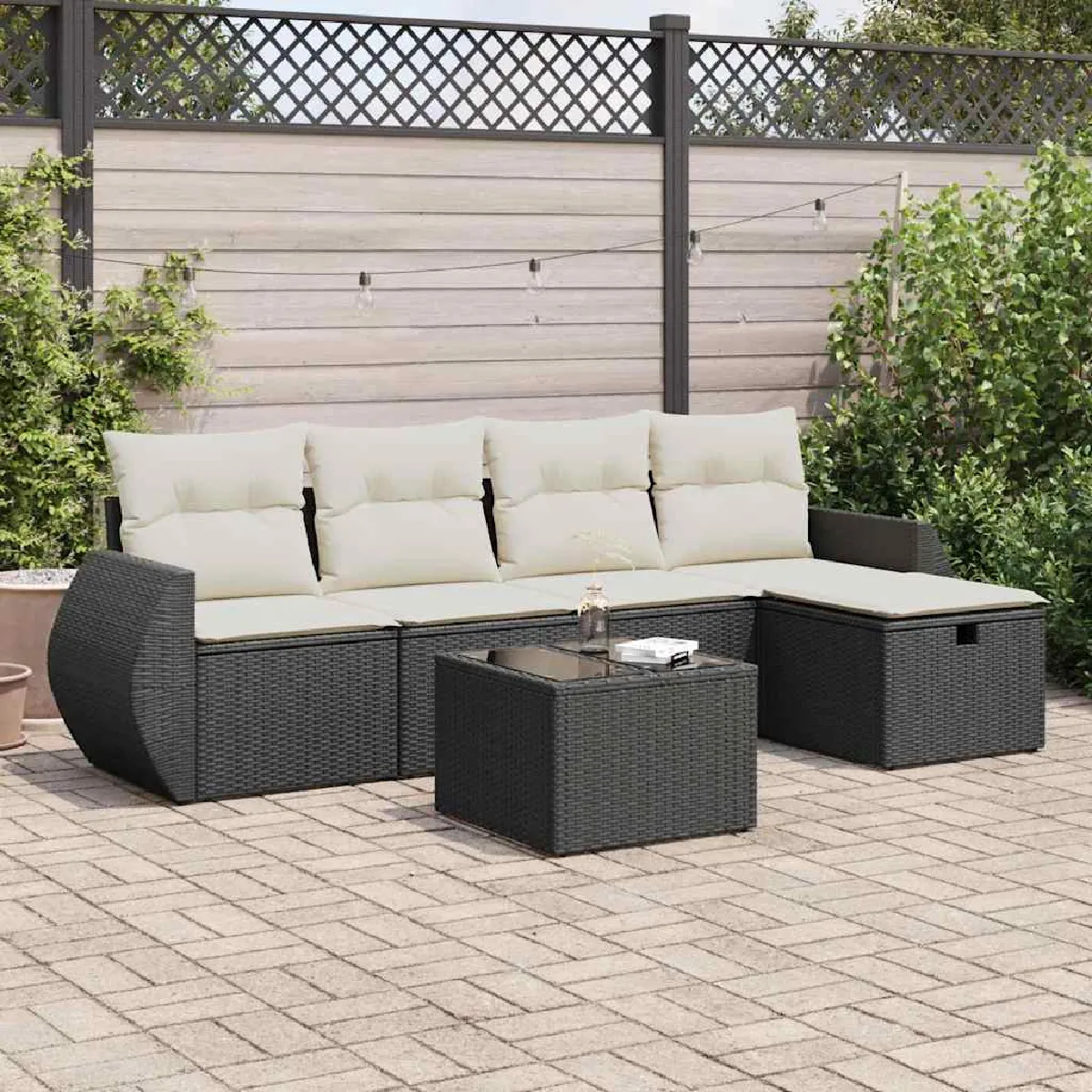 Salon de jardin VidaXL 6 pièces Résine tressée - vue 7