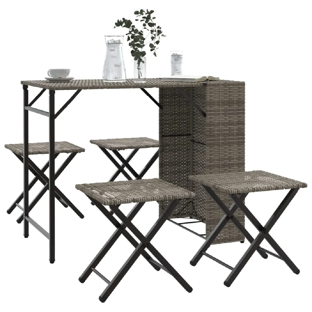 vidaXL Ensemble à manger jardin 5 pcs - Gris