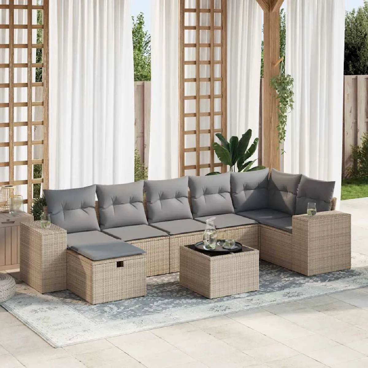 vidaXL Ensemble de jardin 8 pcs avec coussins - vue 4