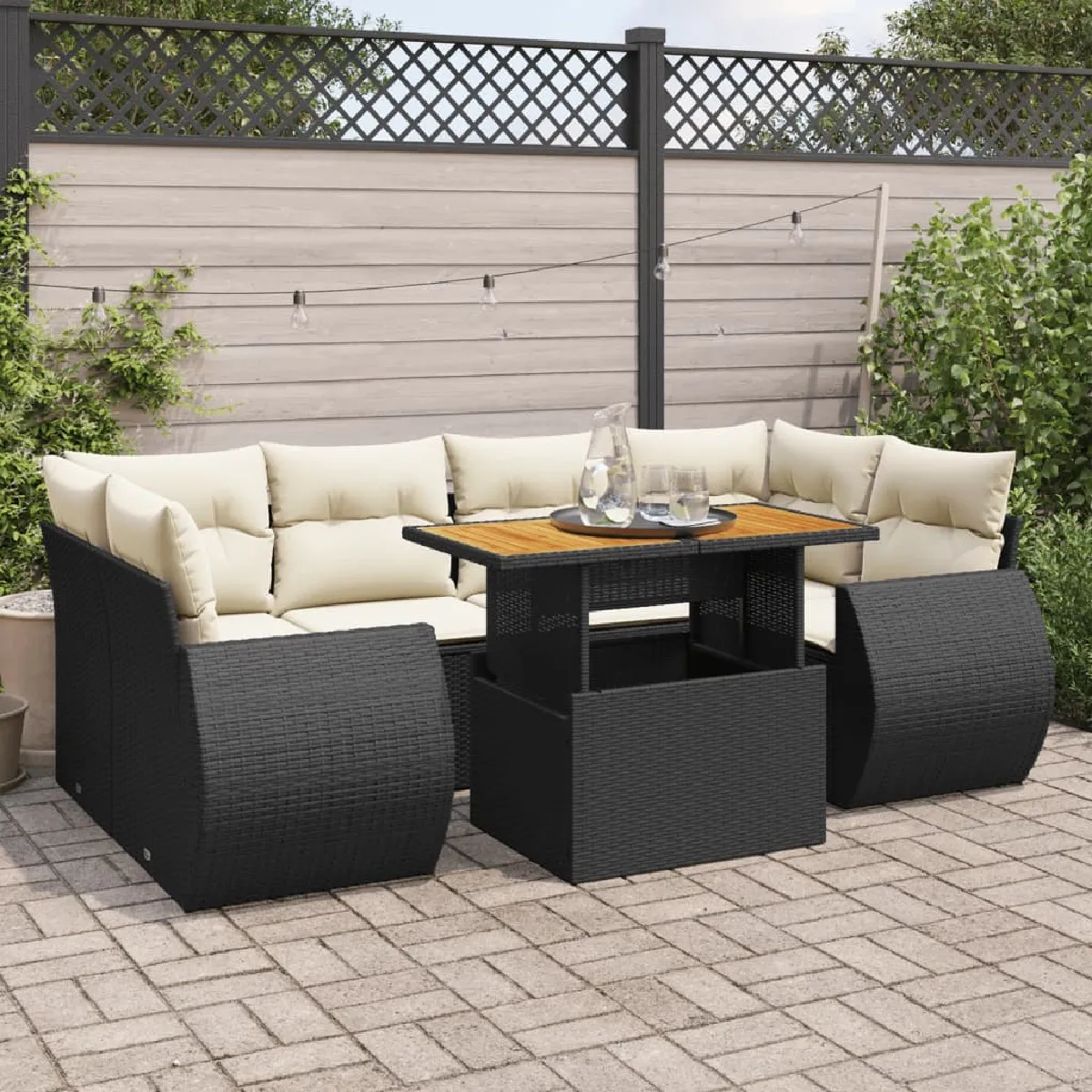 Salon de jardin 7 pcs avec coussins - vue 2