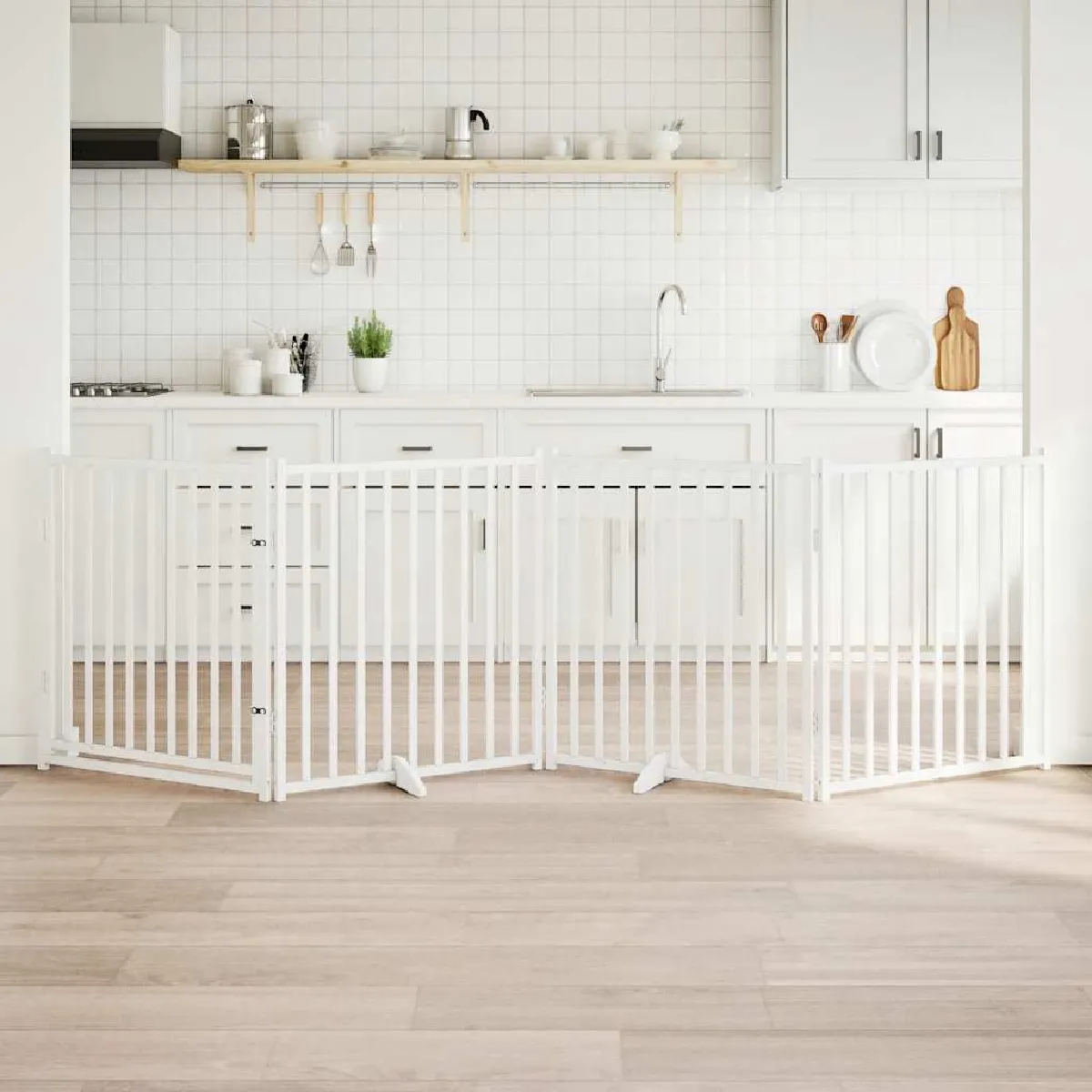 vidaXL Barrière chien avec porte 4 panneaux - vue 9