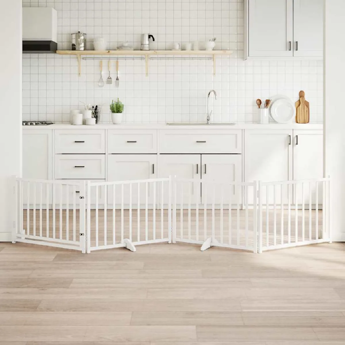 vidaXL Barrière chien avec porte 4 panneaux - vue 10