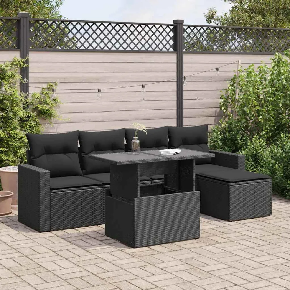 VIDA Salon de jardin 6 pcs avec coussins - vue 4