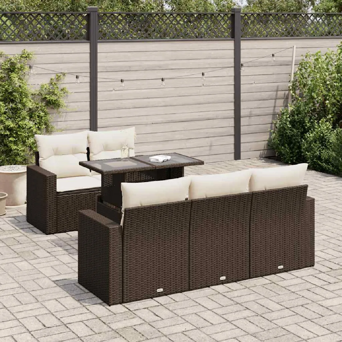 vidaXL - Salon de jardin - 6 pièces - Résine tressée - Marron - Image 3