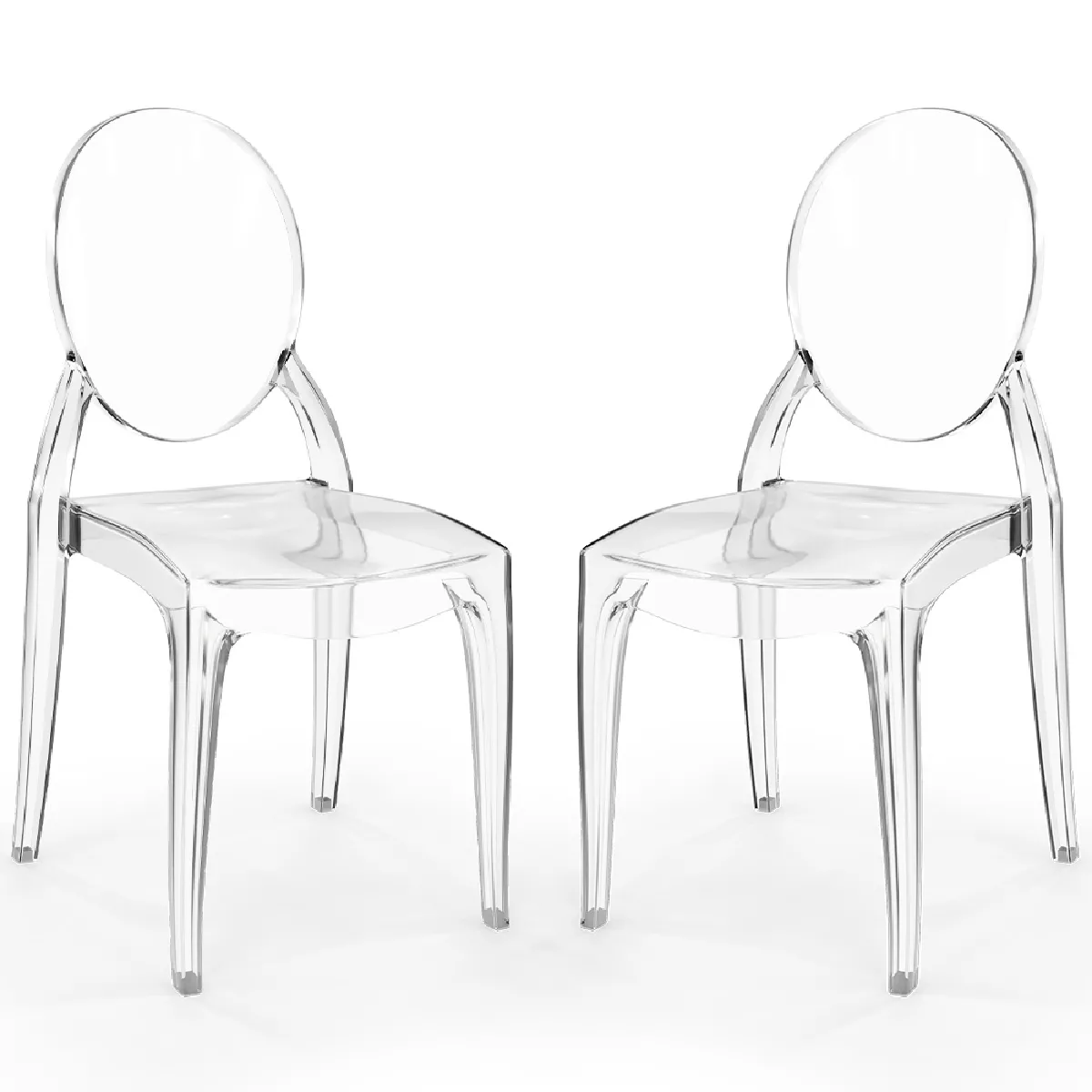 Pack de 2 Chaises de Salle à Manger Transparentes - Arthur Transparent