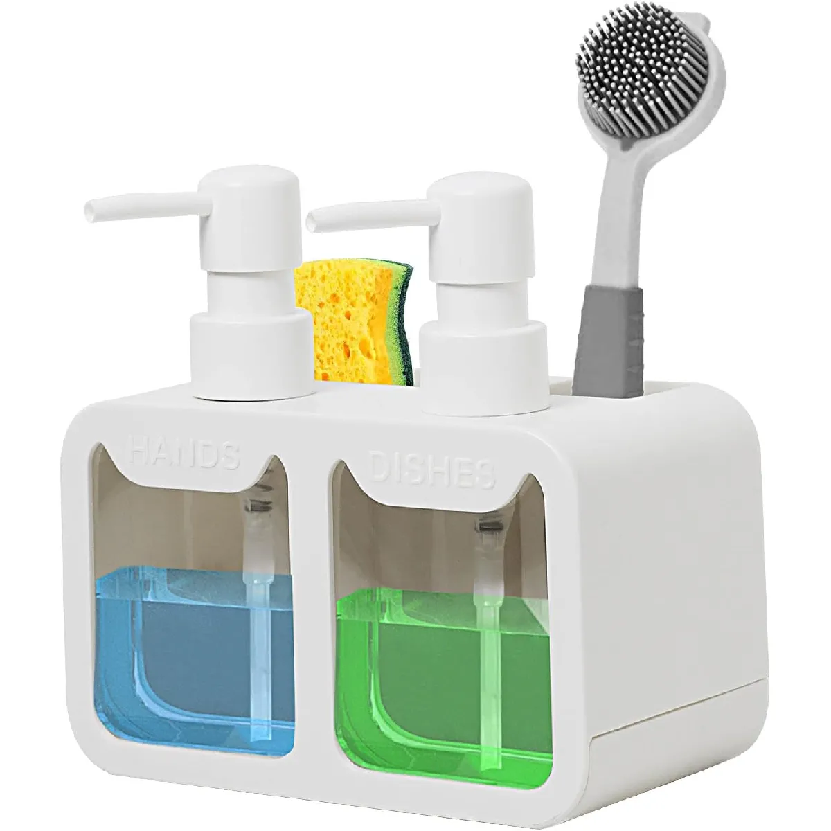 Vendos85 Distributeur liquide vaisselle 3 en 1 - Blanc - Distributeur &  porte-savon - Rue du Commerce
