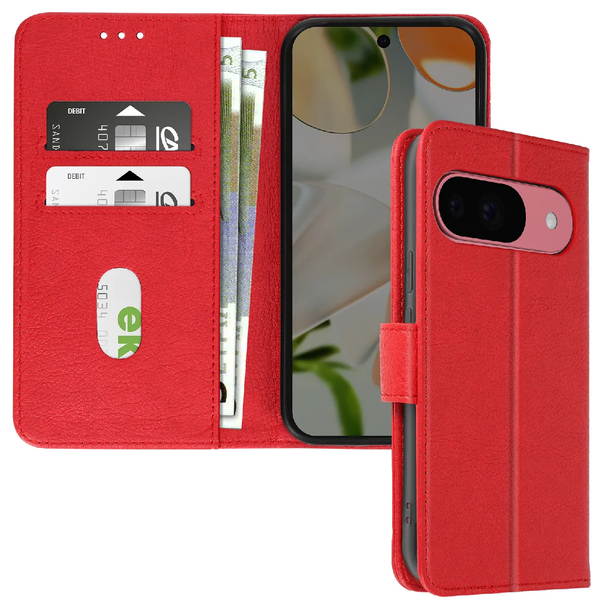 Avizar Rouge Étui Pour Google Pixel 9 Et 9 Pro Clapet Portefeuille Et Support Vidéo