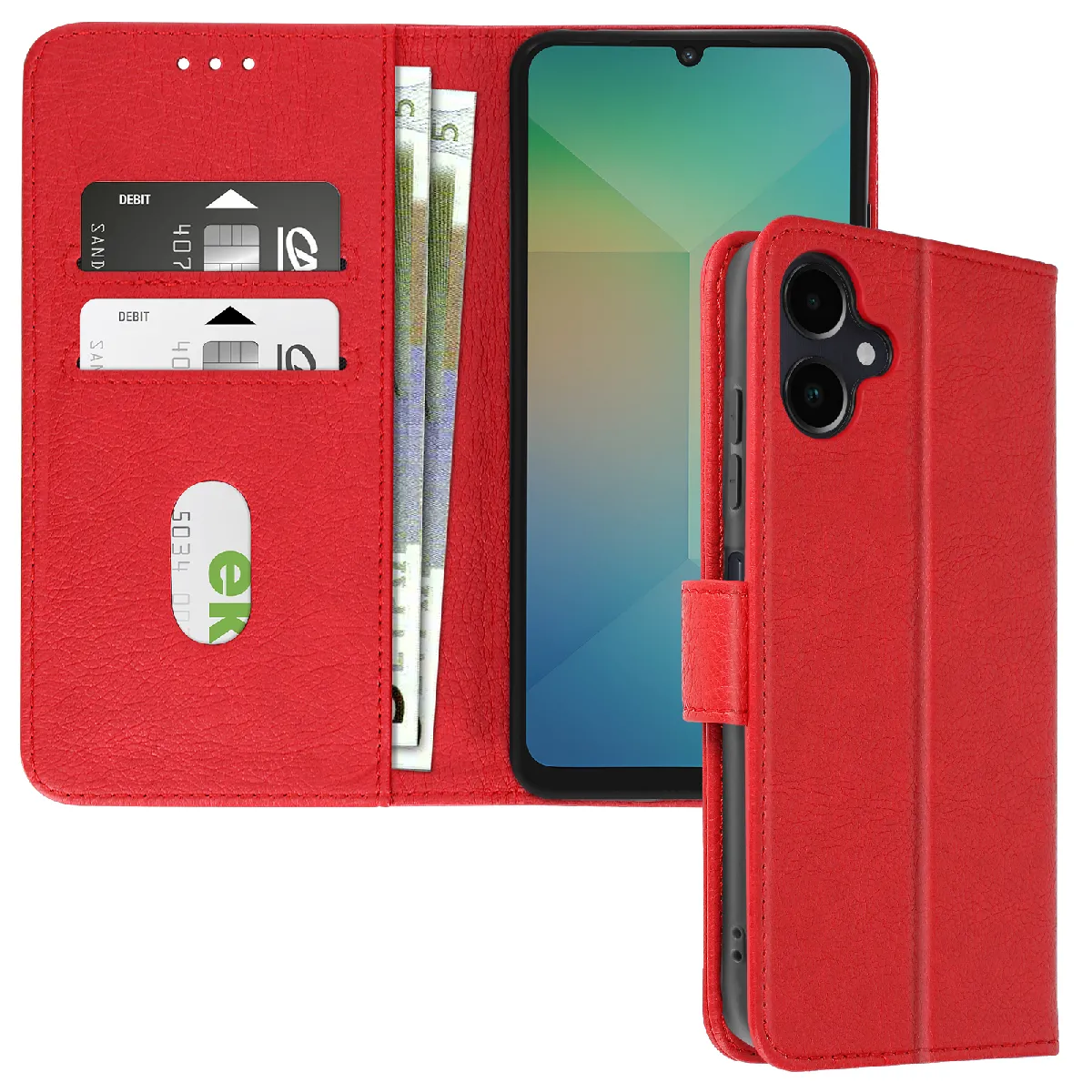 Avizar Rouge Étui Pour Samsung Galaxy A06 Clapet Portefeuille Et Support Vidéo