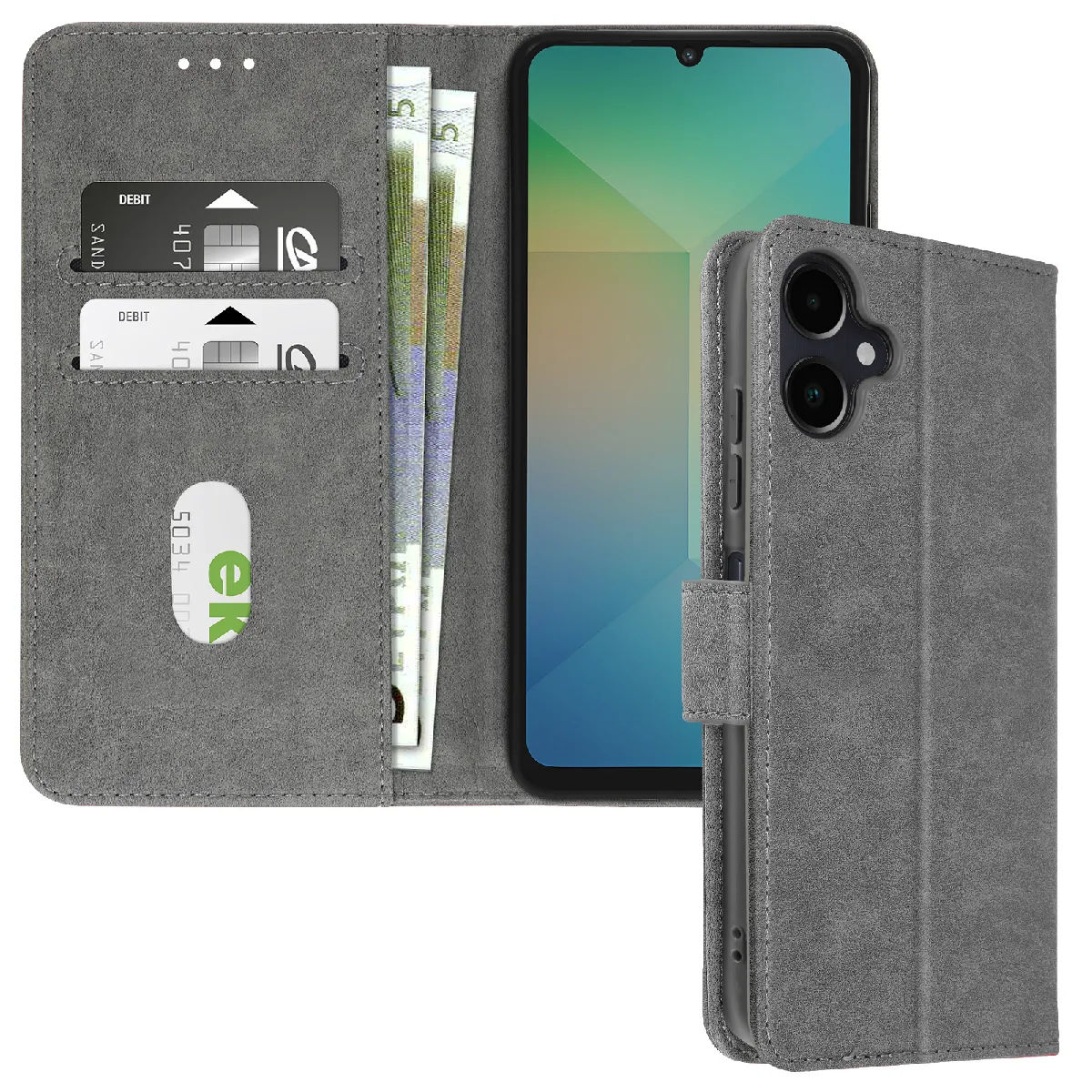 Avizar Gris Étui Pour Samsung Galaxy A06 Clapet Portefeuille Et Support Vidéo