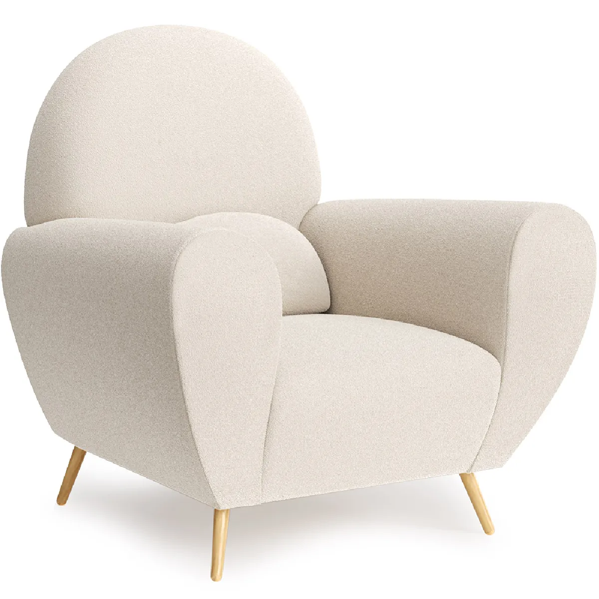 Fauteuil avec Accoudoirs En Bouclette Fausse Fourrure Tapissée - Boucles Blanches - Belise Blanc
