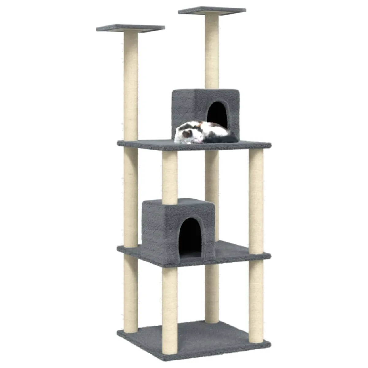 Meilleurs prix pour Arbre à chat meuble tour grimper jouet grattage grattoir escalade plateforme avec griffoirs en sisal foncé 141 cm gris 02_0022660