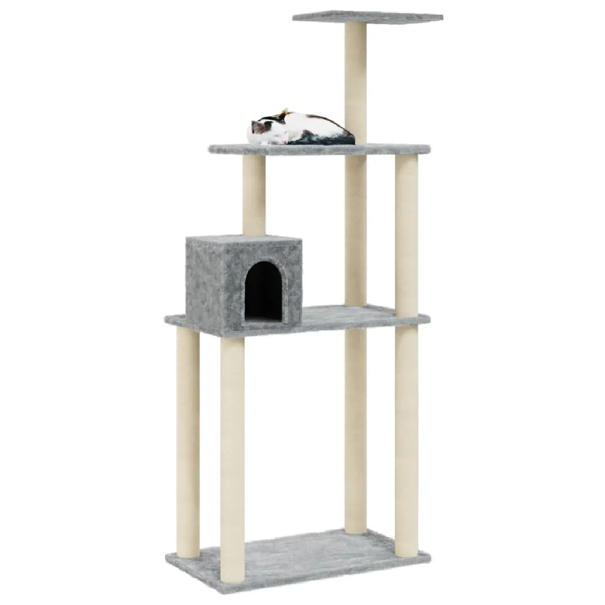 Meilleurs prix pour Arbre à chat meuble tour grimper jouet grattage grattoir escalade plateforme avec griffoirs en sisal clair 147 cm gris 02_0022572