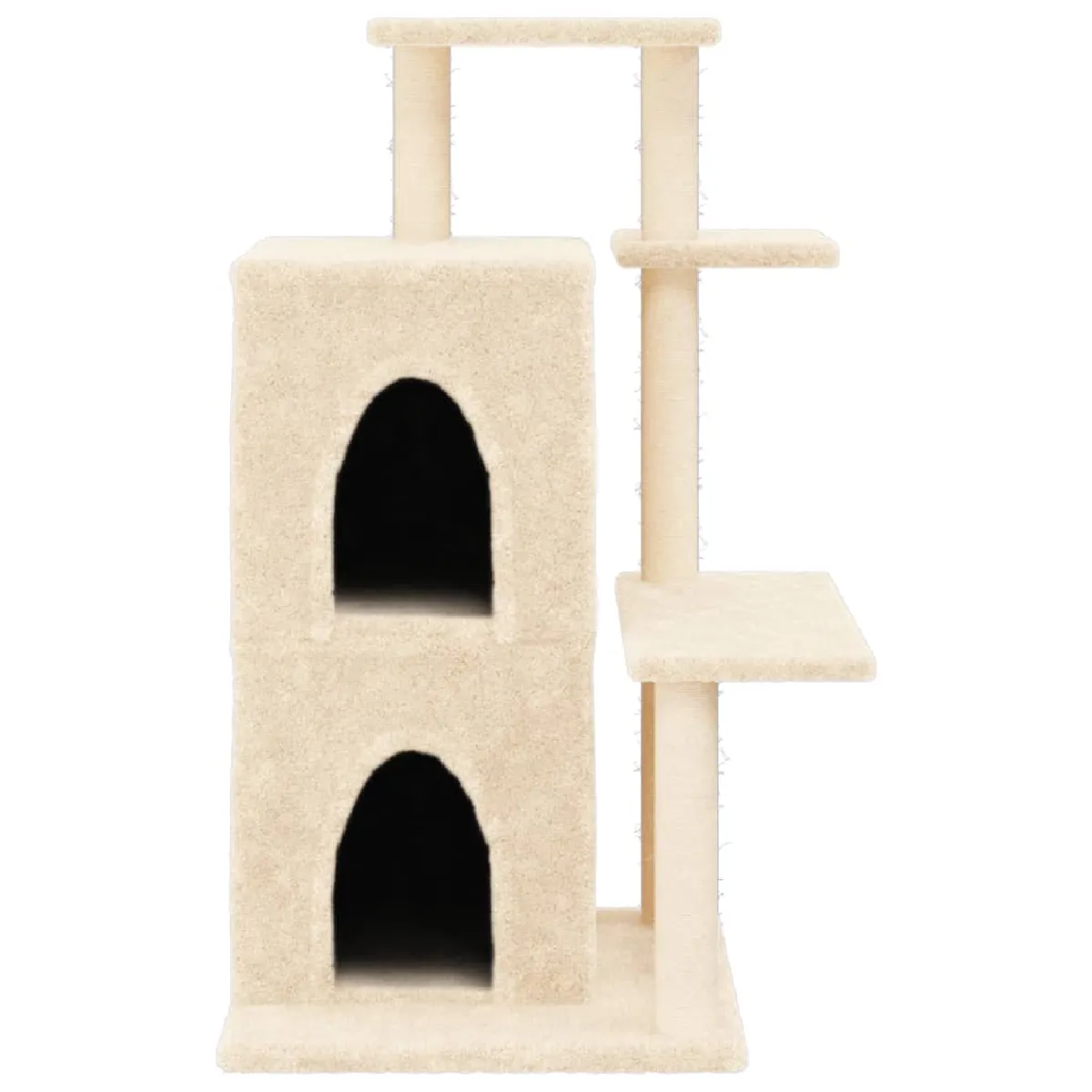 Comparer les prix de Arbre à chat meuble tour grimper jouet grattage grattoir escalade plateforme avec griffoirs en sisal 97 cm crème 02_0022540