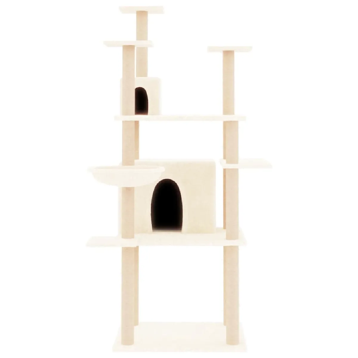 Comparer les prix de Arbre à chat meuble tour grimper jouet grattage grattoir escalade plateforme avec griffoirs en sisal 166 cm crème 02_0022491