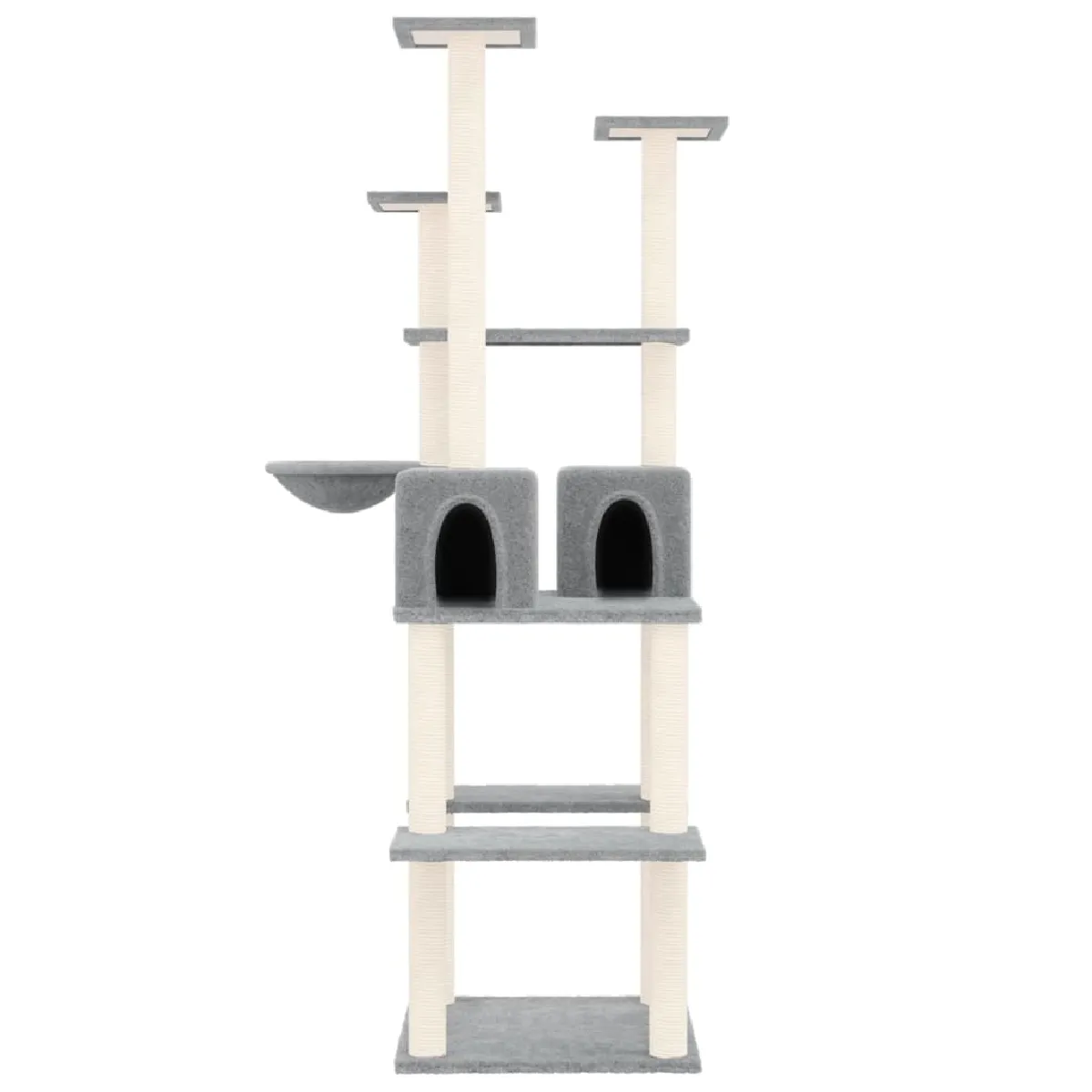 Comparer les prix de Arbre à chat meuble tour grimper jouet grattage grattoir escalade plateforme avec griffoirs en sisal clair 167 cm gris 02_0022585
