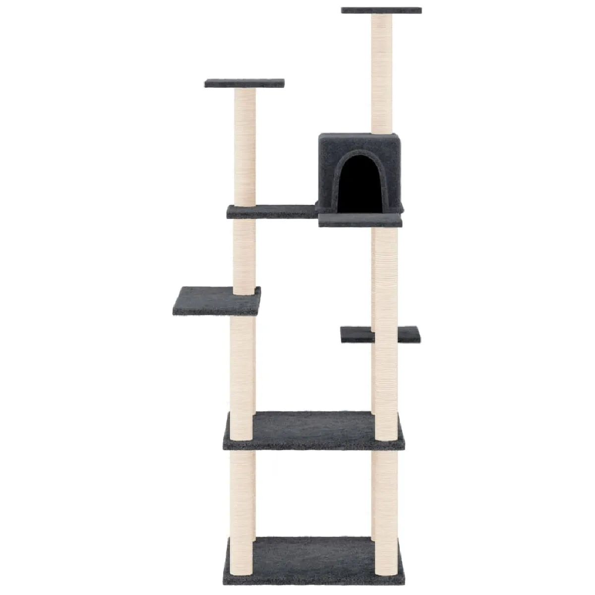 Comparer les prix de Arbre à chat meuble tour grimper jouet grattage grattoir escalade plateforme avec griffoirs en sisal foncé 153 cm gris 02_0022668