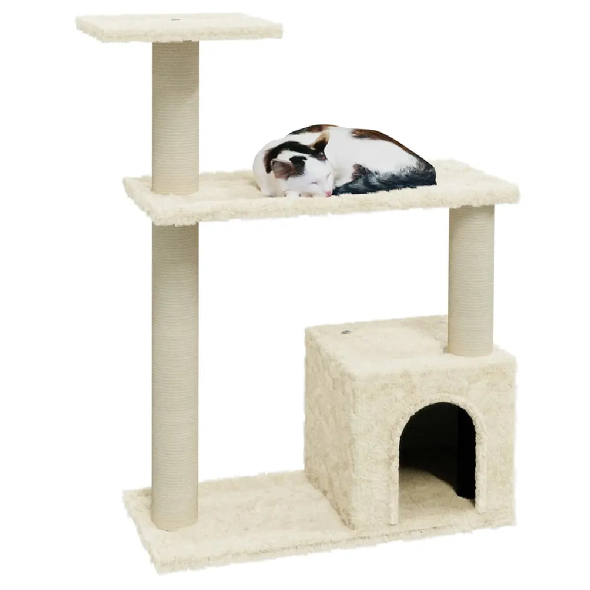 Meilleurs prix pour Arbre à chat meuble tour grimper jouet grattage grattoir escalade plateforme avec griffoirs en sisal 70 cm crème 02_0022519