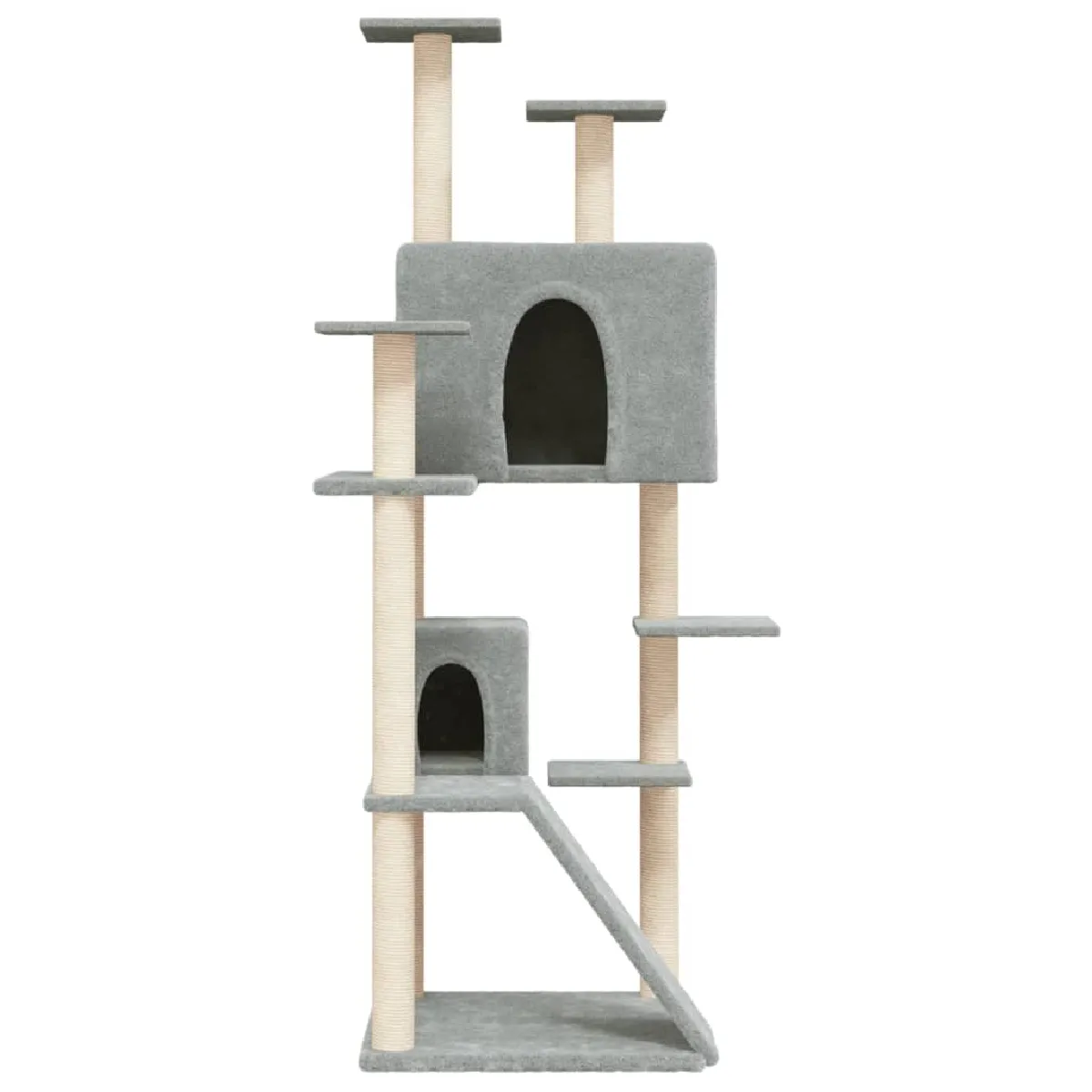 Comparer les prix de Arbre à chat meuble tour grimper jouet grattage grattoir escalade plateforme avec griffoirs en sisal clair 153 cm gris 02_0022575