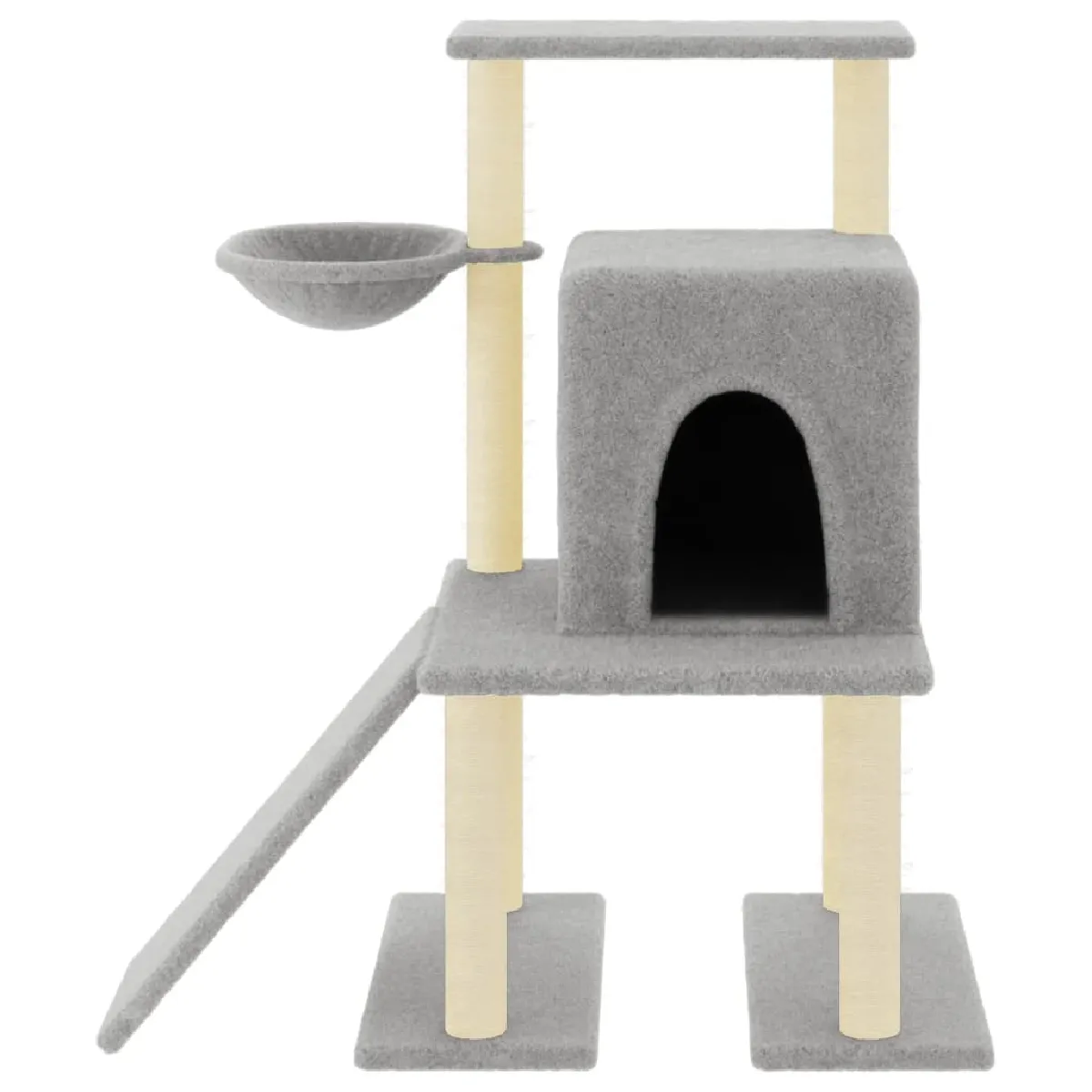 Meilleurs prix pour Arbre à chat meuble tour grimper jouet grattage grattoir escalade plateforme avec griffoirs en sisal clair 96,5 cm gris 02_0022632