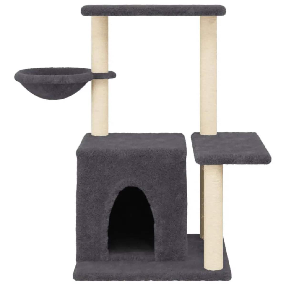 Comparer les prix de Arbre à chat meuble tour grimper jouet grattage grattoir escalade plateforme avec griffoirs en sisal foncé 83 cm gris 02_0022710