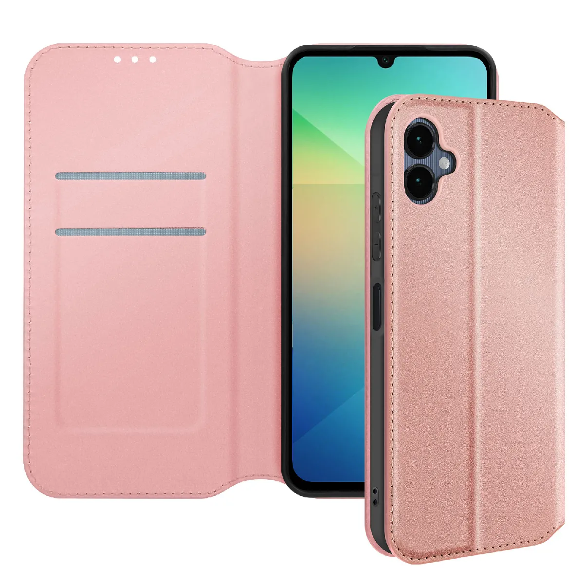 Avizar Rose Étui Pour Samsung Galaxy A06 Clapet Porte-Cartes Et Support Vidéo Champagne
