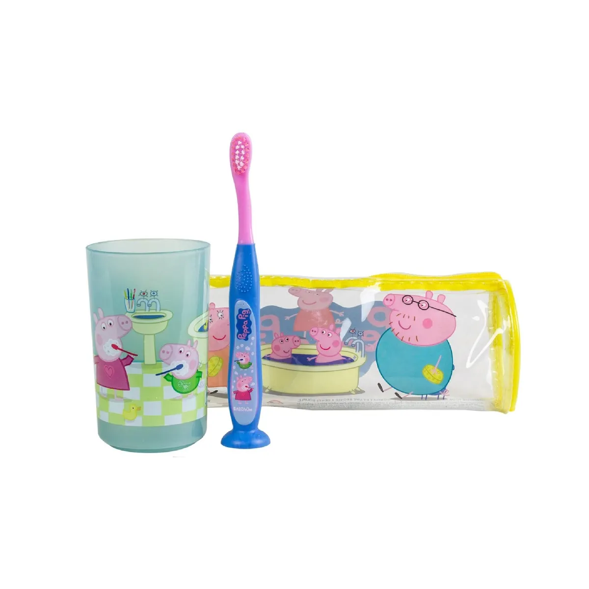 Tinokou Jaune Brosse À Dents + Gobelet + Trousse - Kit Enfant - Peppa Pig - Image 2