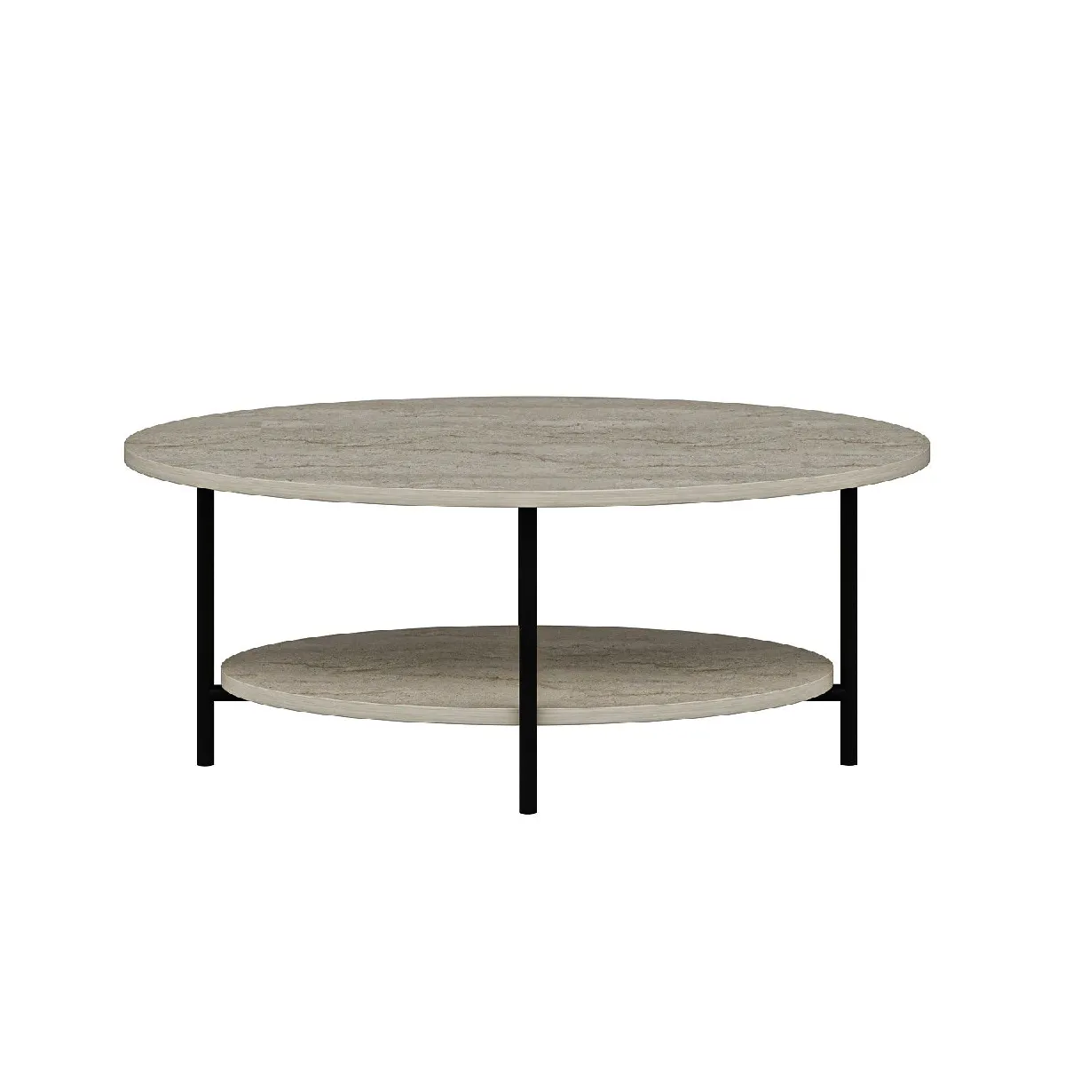Comparer les prix de Table basse 1 étagère effet travertin - Beige et noir