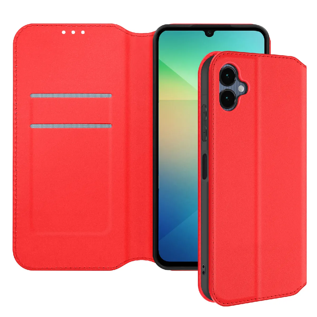 Avizar Rouge Étui Pour Samsung Galaxy A06 Clapet Porte-Cartes Et Support Vidéo