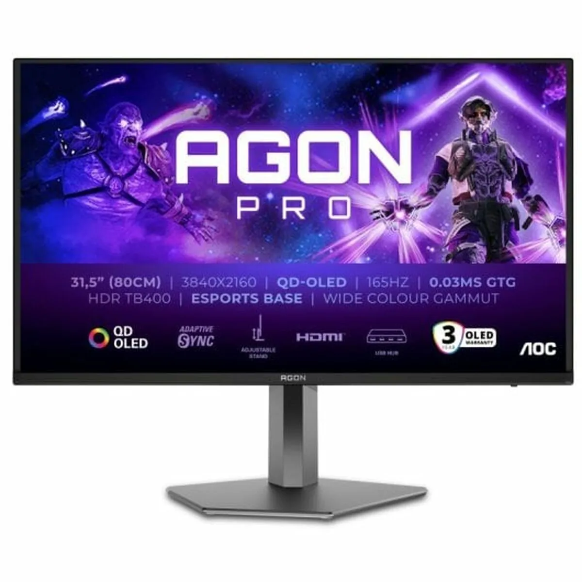 AOC - Écran PC Gaming - 32" - 4K UHD - 165 Hz - Gris - Image 2