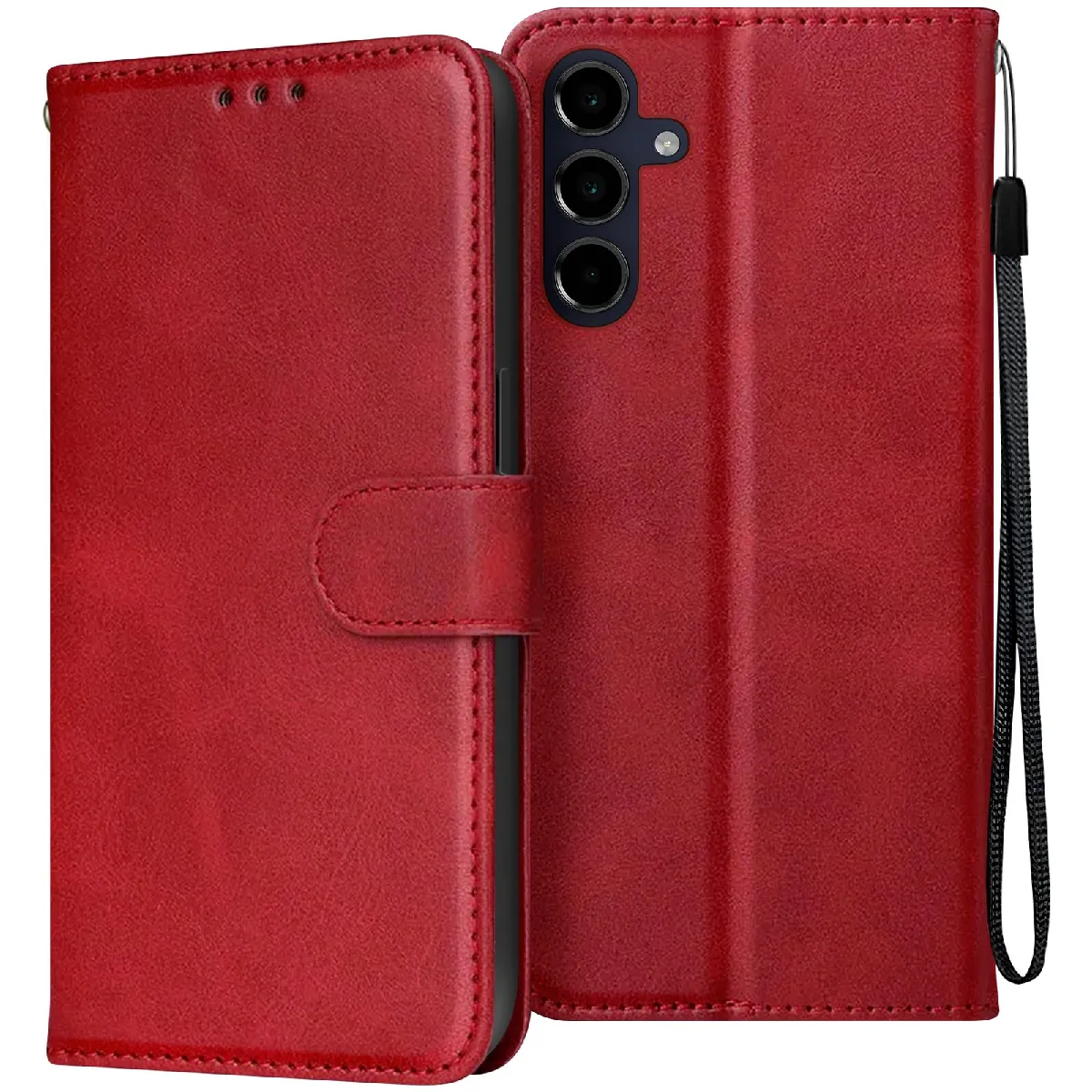 Avizar Rouge Étui Pour Samsung Galaxy A16 Dragonne Clapet Support Portefeuille