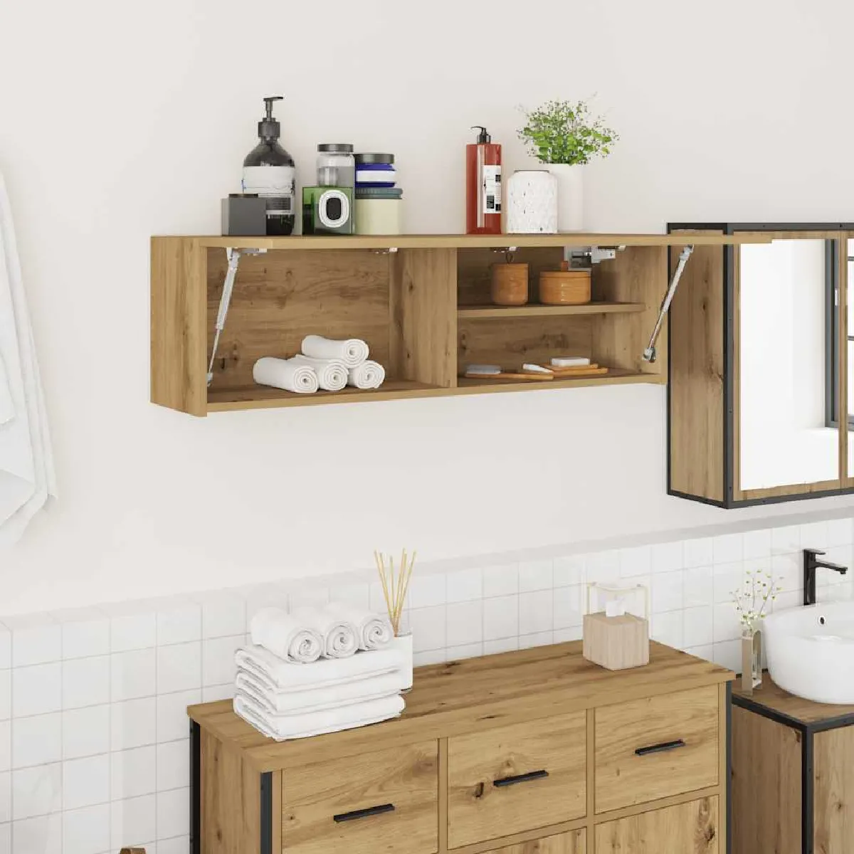 vidaXL Armoire murale chêne artisanal - vue 5