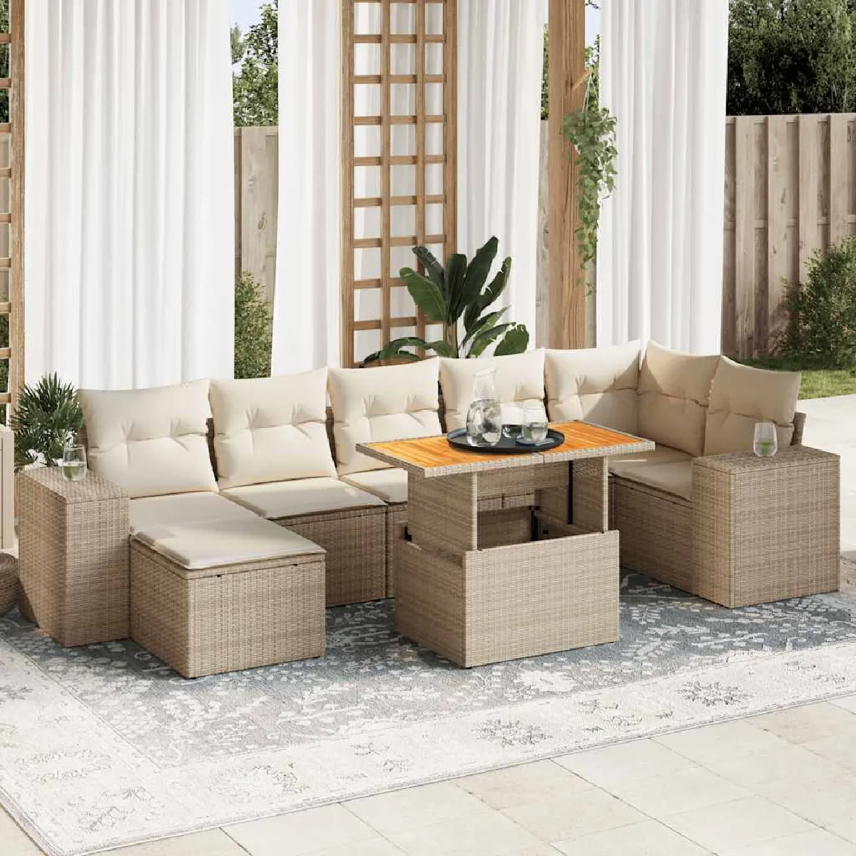 VIDAXL Salon de jardin avec coussins 8 pcs - vue 7