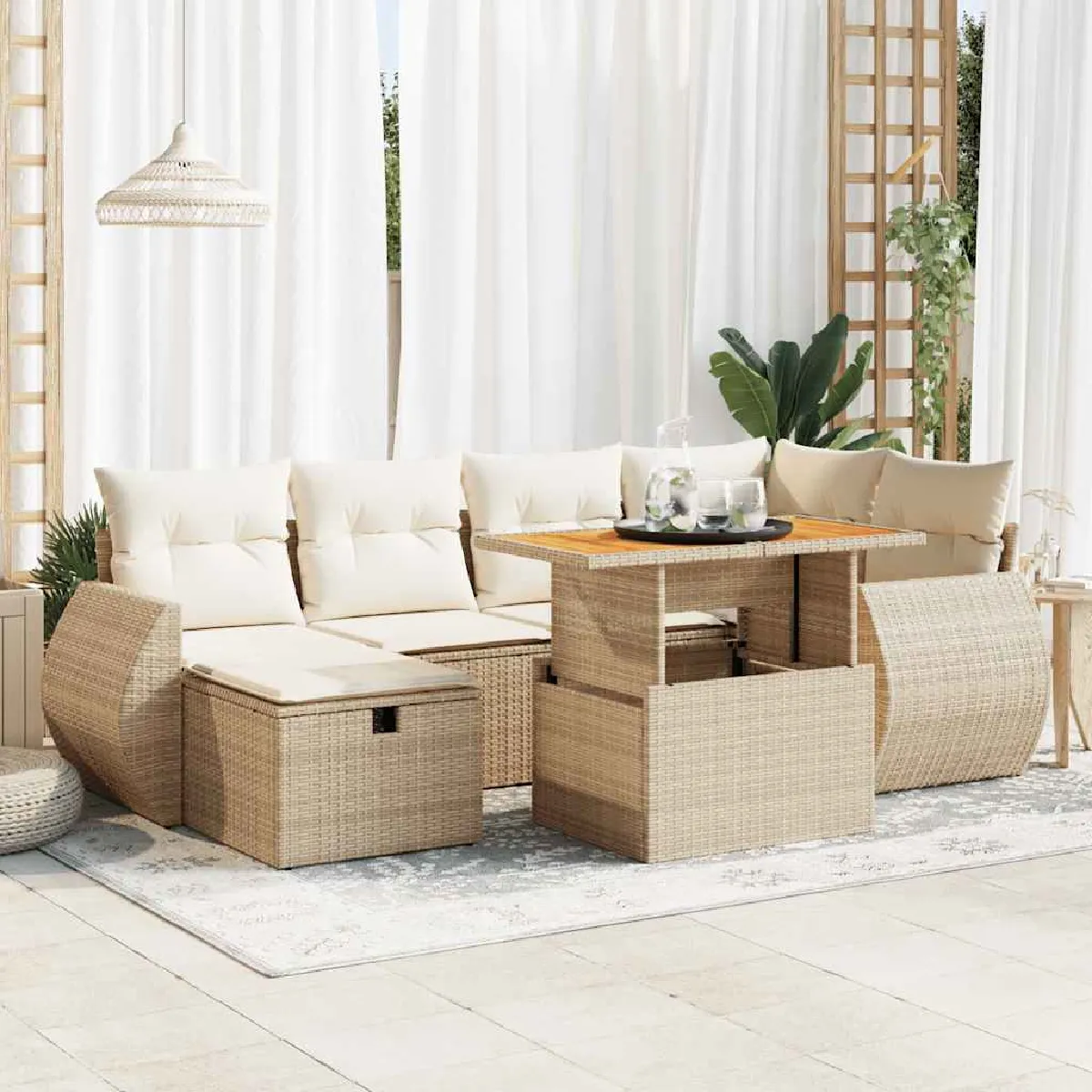 Vidaxl Beige Salon De Jardin