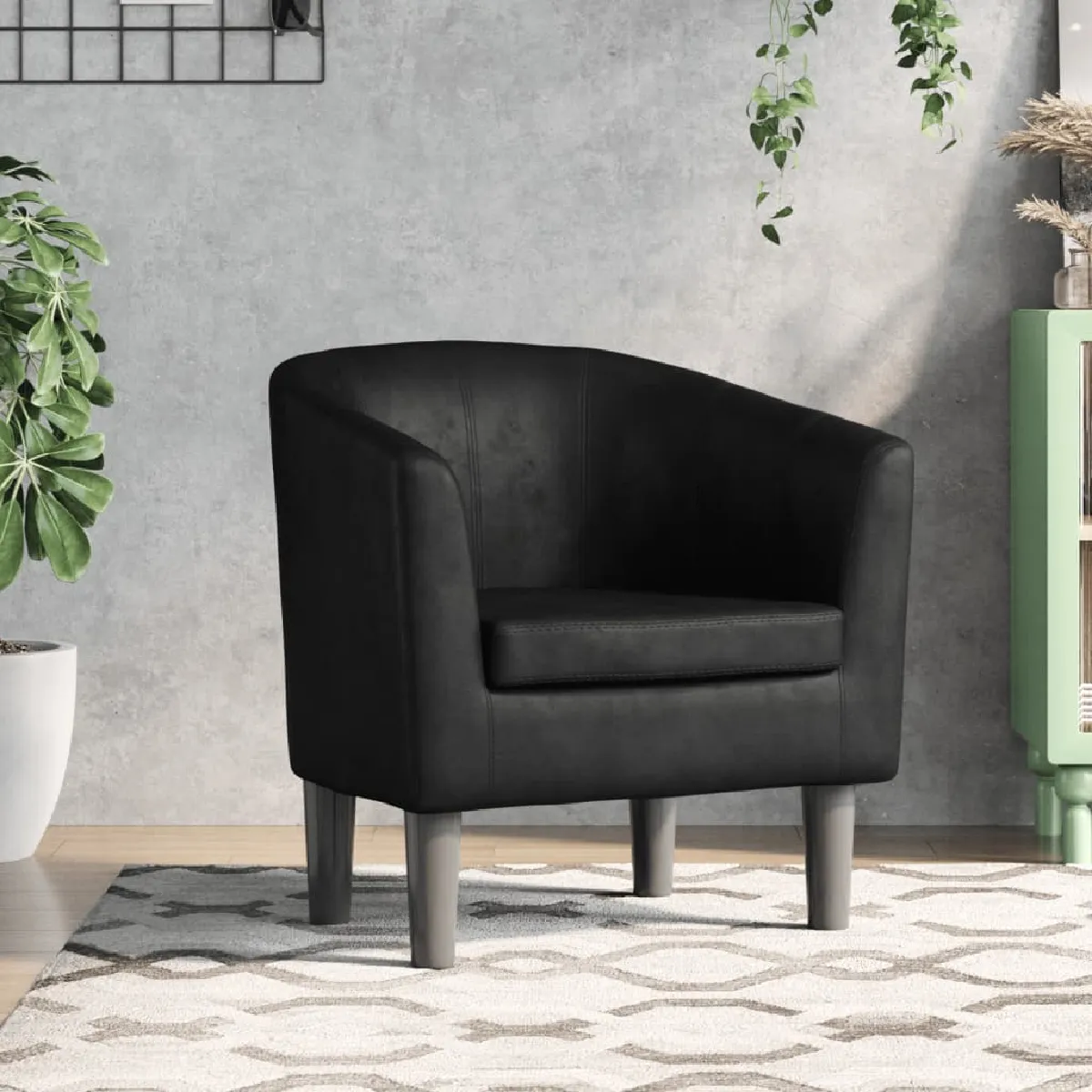 Non Communiqué Noir Fauteuil Similicuir - Image 3