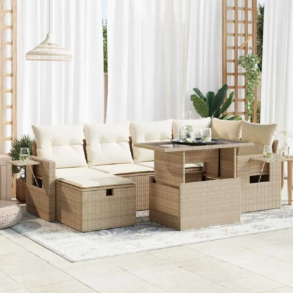 Salon de jardin VIDAXL 7 pcs Coussins - vue 4
