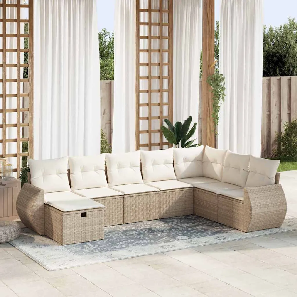 VIDAXL Salon de jardin avec coussins 8 pcs - vue 9